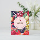 Carte Postale Étiquette de Producteur Local de Fruits Anciens Bo (Debout devant)