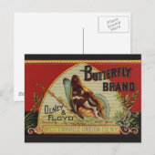 Carte Postale Étiquette de publicité pour papillon antique (Devant / Derrière)