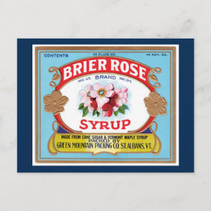 Carte Postale Étiquette de sirop d'érable Rose vintage Brier