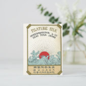 Carte Postale Étiquette de soie japonais Vintage Sun (Debout devant)