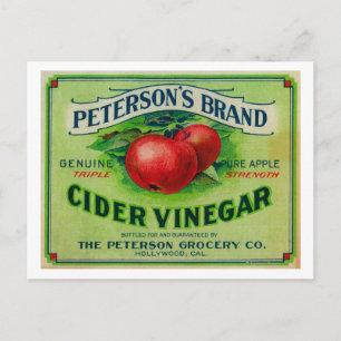 Carte Postale Étiquette de vinaigre de cidre de Peterson