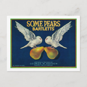 Carte Postale Étiquette de vitesse de poiresNapa, CA