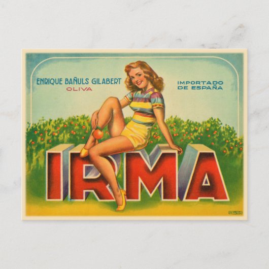 Carte Postale Étiquette espagnol Crate avec marque Olive Impress (Devant)