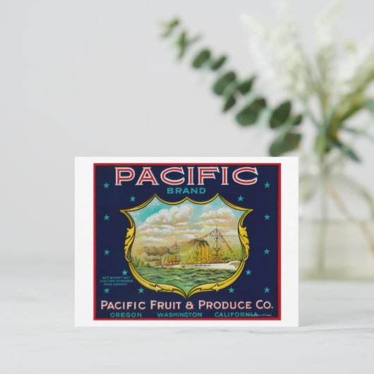 Carte Postale Étiquette Pacific Apple Crate (Debout devant)