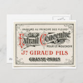 Carte Postale Étiquette parfum Paris vintage (Devant / Derrière)