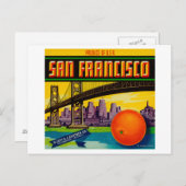 Carte Postale Étiquette San Francisco Orange (Devant / Derrière)