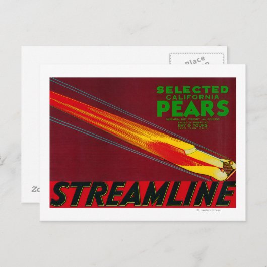 Carte Postale Étiquette Streamline Pear CrateSanta Clara, CA (Devant / Derrière)