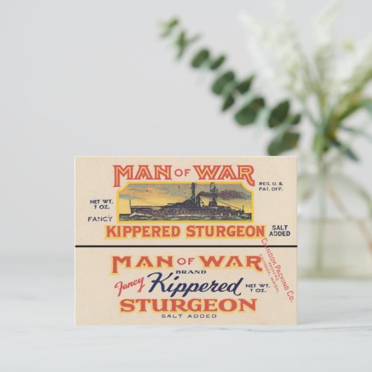 Carte postale Étiquette Sturgeon Can (Debout devant)