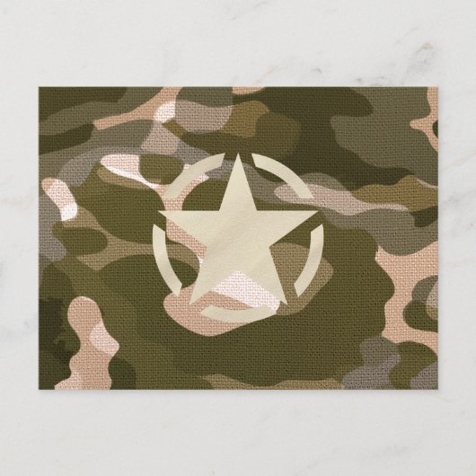 Carte Postale Étiquette sur le style de camouflage Burlap (Devant)