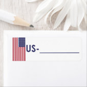 Carte postale Étiquette USA "Style Drapeau" (En situation)