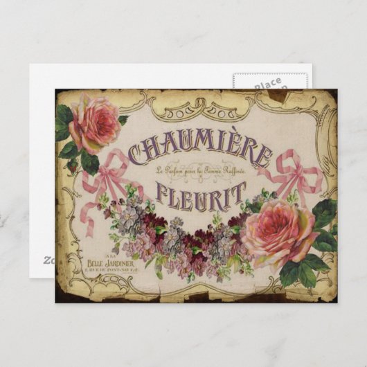 Carte postale Étiquette vintage (Devant / Derrière)