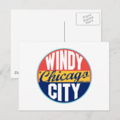 Carte Postale Étiquette Vintage de Chicago (Devant / Derrière)