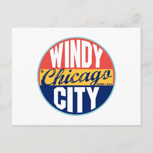 Carte Postale Étiquette Vintage de Chicago (Devant)