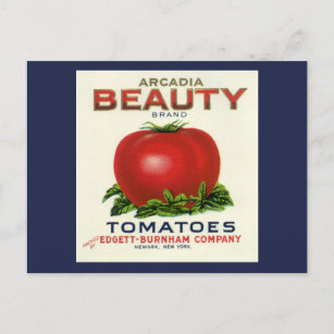 Carte Postale Étiquette vintage de fruit, Arcadia Beauté Tomates