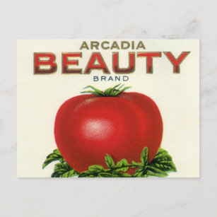 Carte Postale Étiquette vintage de fruit, Arcadia Beauté Tomates