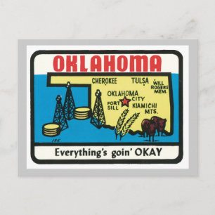 Carte Postale Étiquette Vintage de l'Oklahoma