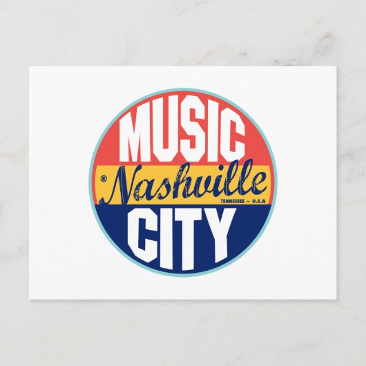 Carte Postale Étiquette Vintage de Nashville (Devant)