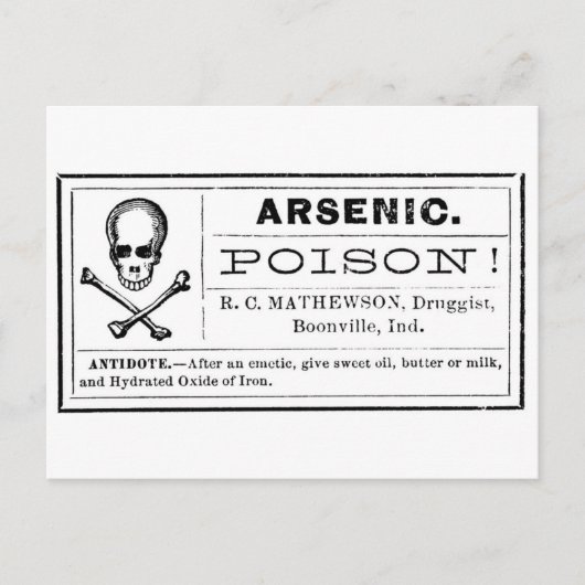Carte Postale Étiquette vintage de poison d'arsenic (Devant)