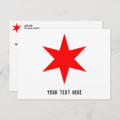 Carte Postale Étoile à 6 points du drapeau de Chicago (Devant / Derrière)