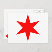 Carte Postale Étoile à 6 points du drapeau de Chicago (Devant / Derrière)