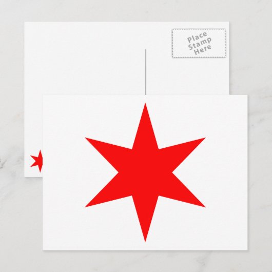 Carte Postale Étoile à 6 points du drapeau de Chicago (Devant / Derrière)