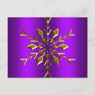 Carte Postale Étoile de flocon d'or à Noël violet