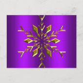 Carte Postale Étoile de flocon d'or à Noël violet (Devant)