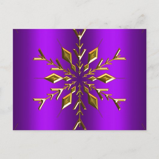 Carte Postale Étoile de flocon d'or à Noël violet (Devant)