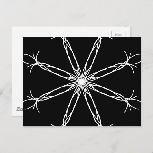 Carte Postale Étoile de kaléidoscope noir et blanc (Devant / Derrière)