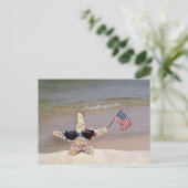 Carte Postale Étoile de mer avec drapeau américain (Debout devant)