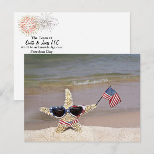 Carte Postale Étoile de mer avec drapeau américain