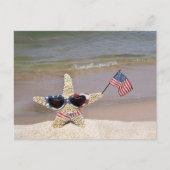 Carte Postale Étoile de mer avec drapeau américain (Devant)