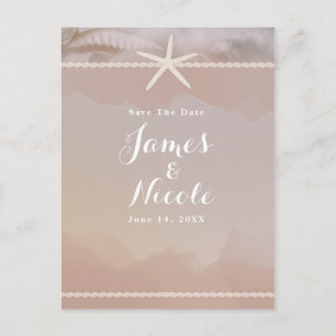 Carte Postale Étoile de mer de plage taupe beige Engagement Save