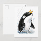 Carte Postale Étoile de mer équilibriste orque jeu Illustration (Devant / Derrière)