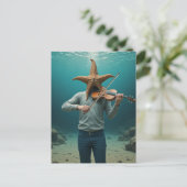 Carte Postale Étoile de mer idiote faisant de la musique (Debout devant)
