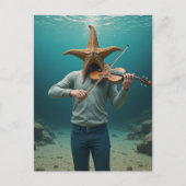 Carte Postale Étoile de mer idiote faisant de la musique (Devant)
