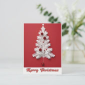 Carte Postale ✨ Étoile de Noël Arbre Blanc Festif Ornements Roug (Debout devant)