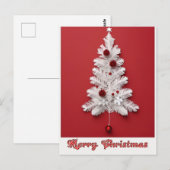 Carte Postale ✨ Étoile de Noël Arbre Blanc Festif Ornements Roug (Devant / Derrière)