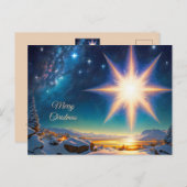 Carte Postale Étoile de Noël, paysage hivernal charmant la nuit (Devant / Derrière)