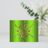 Carte Postale Étoile de snowflake or pour Noël vert (Debout devant)