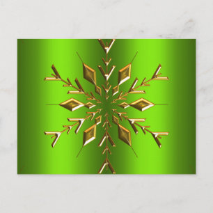Carte Postale Étoile de snowflake or pour Noël vert