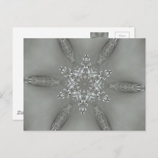 Carte Postale Étoile kaléidoscopique décorative gris argent anti (Devant / Derrière)