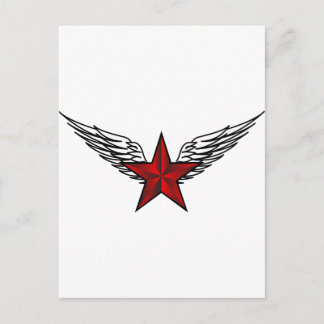 Carte Postale étoile rouge avec ailes