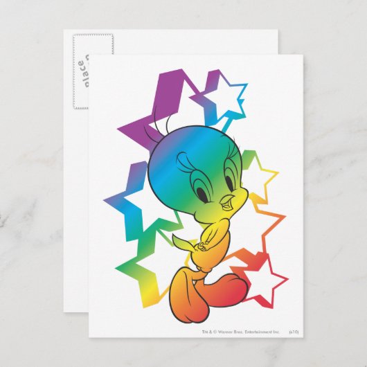 Carte Postale Étoiles arc-en-ciel TWEETY™ (Devant / Derrière)