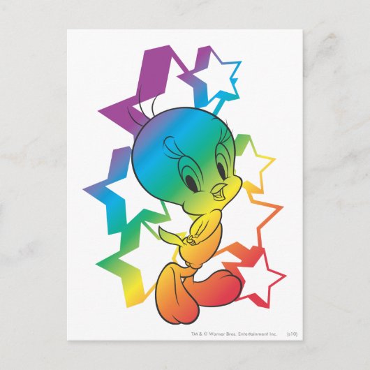 Carte Postale Étoiles arc-en-ciel TWEETY™ (Devant)