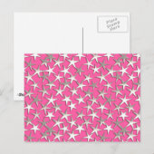 Carte Postale Étoiles argentées sur fond rose fuchsia (Devant / Derrière)