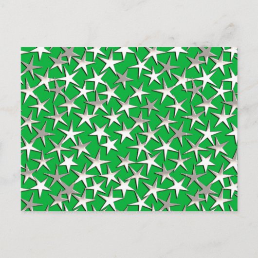 Carte Postale Étoiles argentées sur fond vert émeraude (Devant)