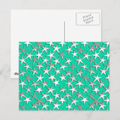 Carte Postale Étoiles argentées sur turquoise (Devant / Derrière)
