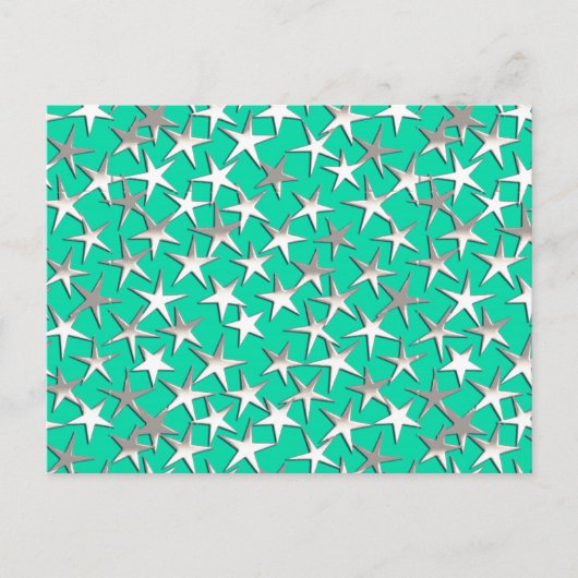 Carte Postale Étoiles argentées sur turquoise (Devant)