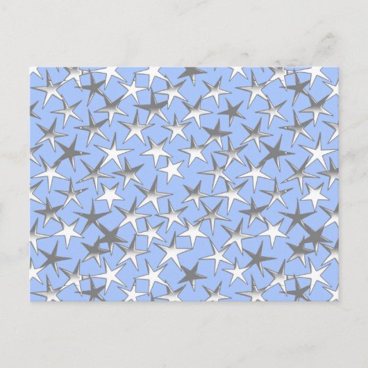 Carte Postale étoiles d'argent, sur bleu pâle (Devant)